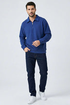 Yaka Fermuarlı Ribanalı Erkek Sweatshirt
