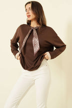 Yaka Fularlı Loyşa Sweatshirt