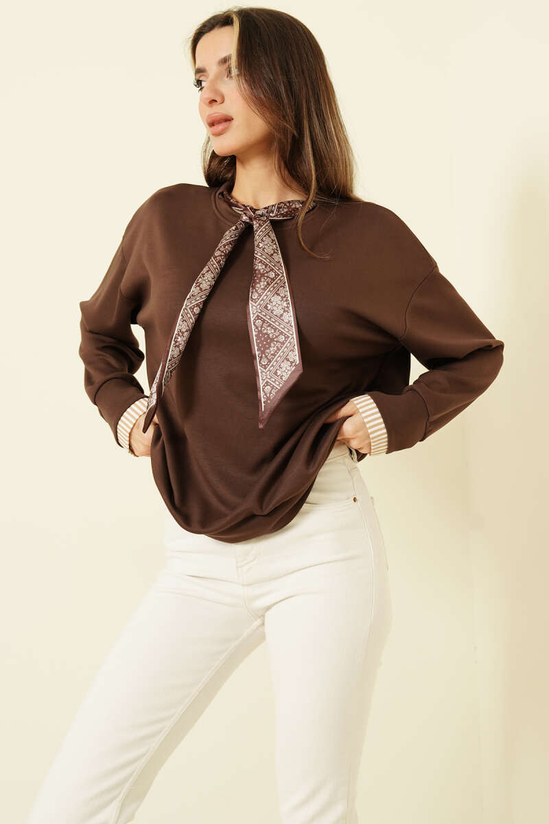 Yaka Fularlı Loyşa Sweatshirt
