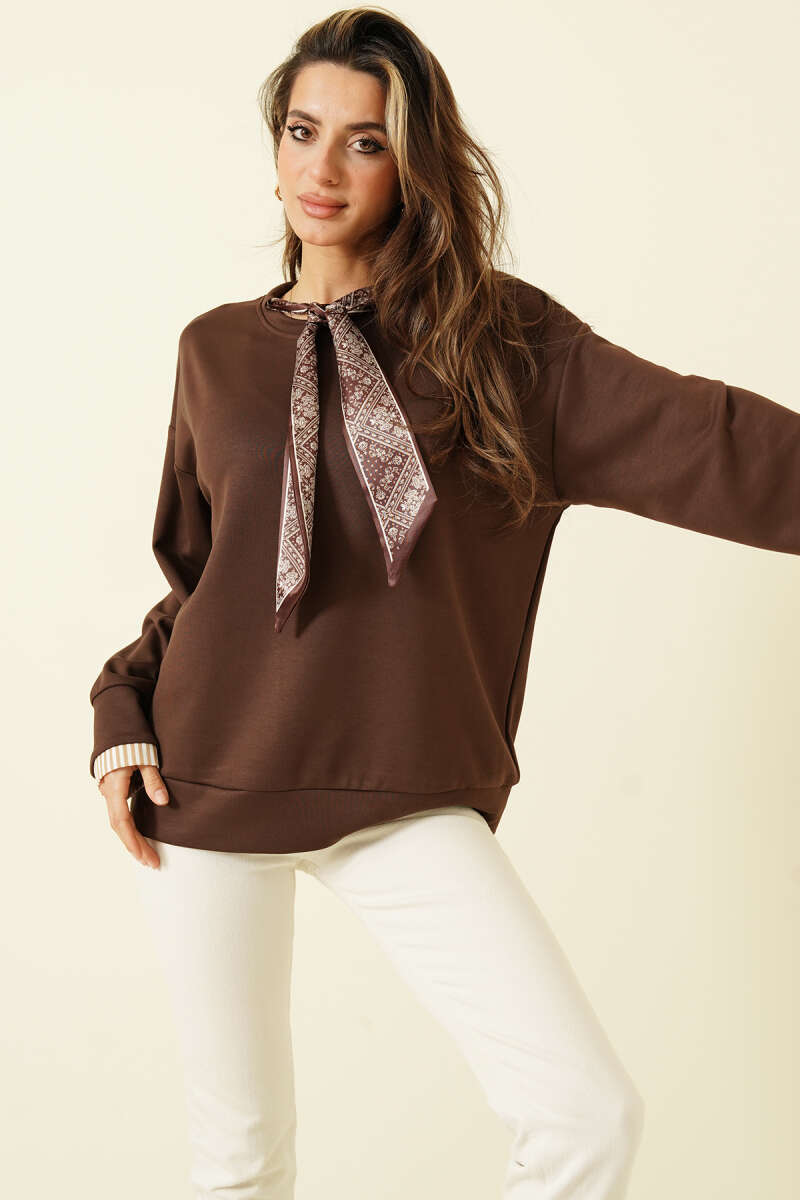 Yaka Fularlı Loyşa Sweatshirt