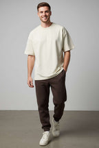 Yaka Kol Nakışlı Oversize Erkek T-shirt