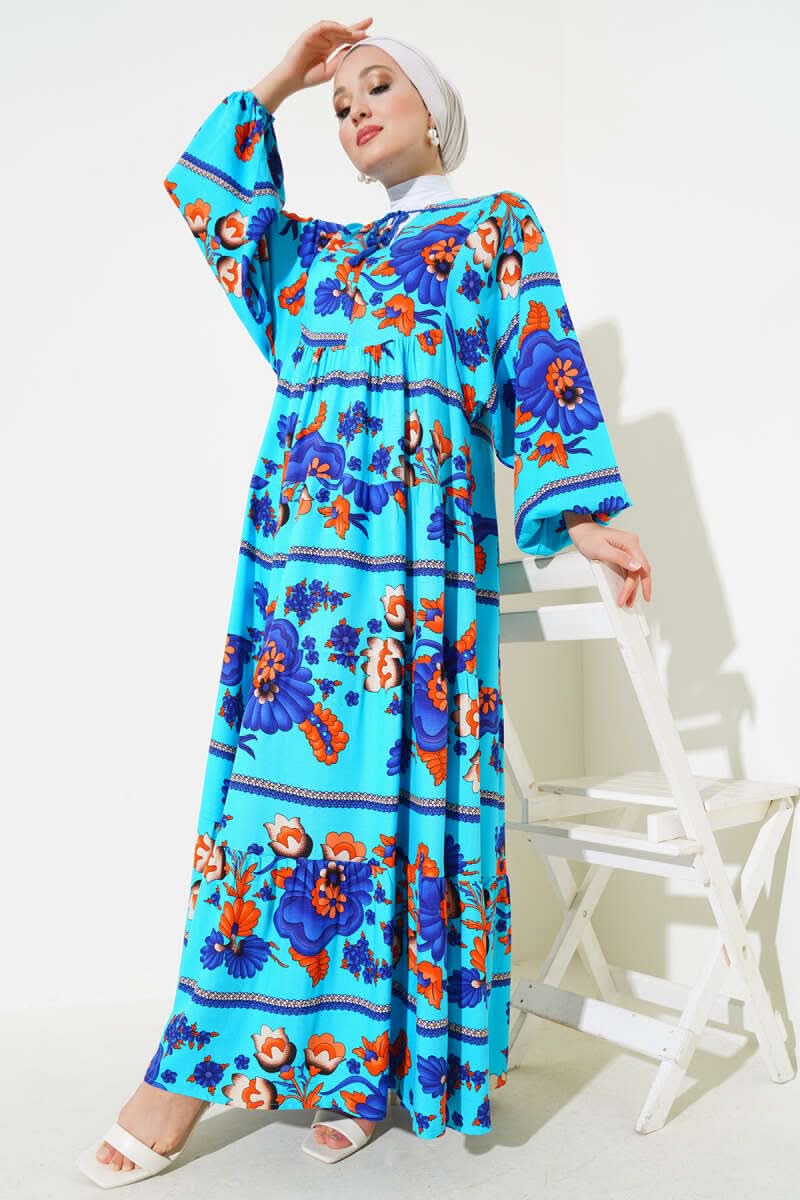 Authentic Pattern Collar Tasselled Dress