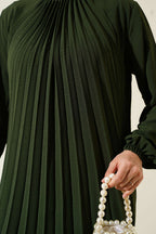 Yaka Taşlı Pileli Tunik İkili Takım