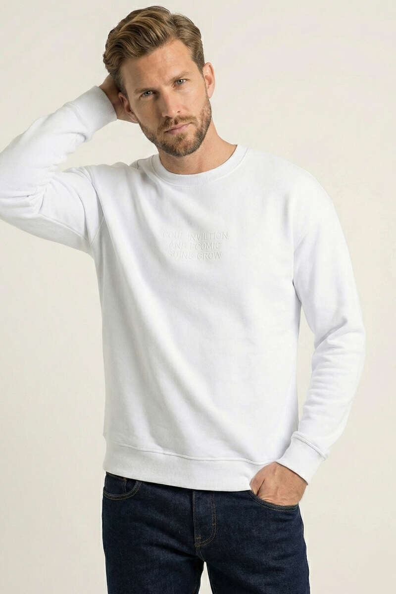 Yaka Yazılı Erkek Sweatshirt