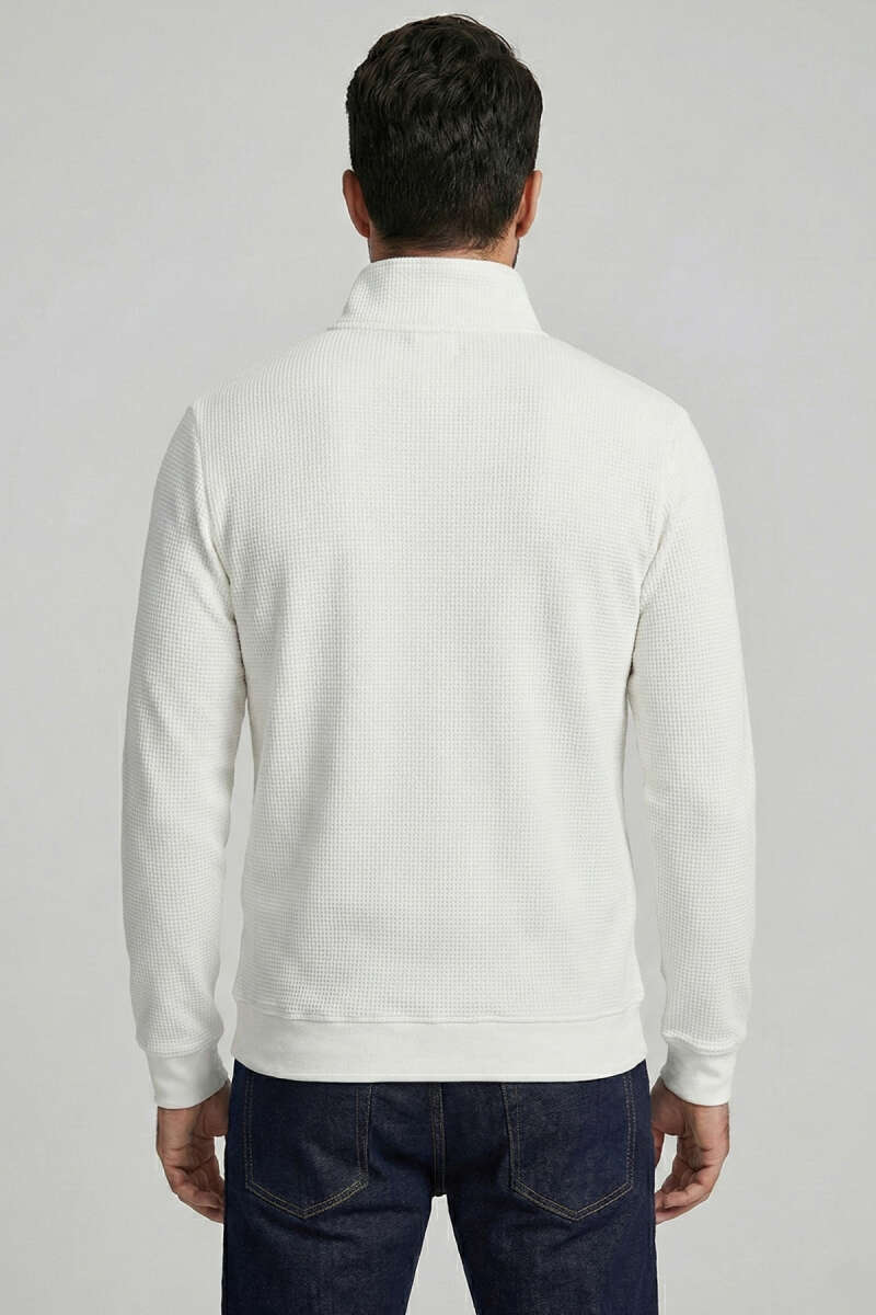Yaka Yazılı Fermuarlı Erkek Sweatshirt