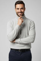Yaka Yazılı Fermuarlı Erkek Sweatshirt Gri