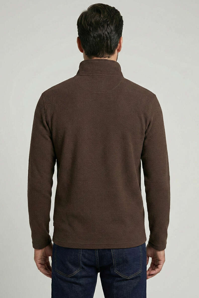 Yaka Yazılı Fermuarlı Erkek Sweatshirt