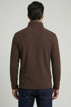 Yaka Yazılı Fermuarlı Erkek Sweatshirt