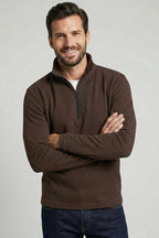 Yaka Yazılı Fermuarlı Erkek Sweatshirt