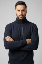 Yaka Yazılı Fermuarlı Erkek Sweatshirt Lacivert