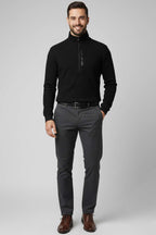 Yaka Yazılı Fermuarlı Erkek Sweatshirt Siyah