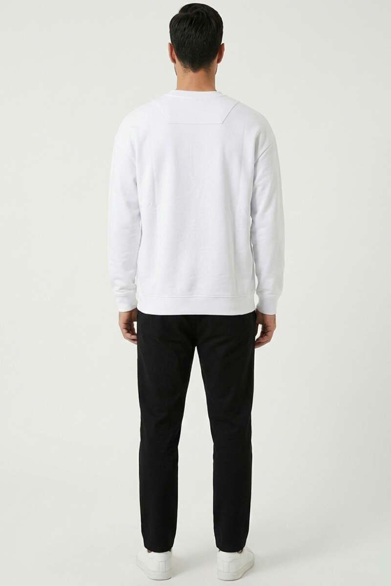 Yaka Yazılı Ribanalı Erkek Sweatshirt