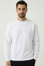 Yaka Yazılı Ribanalı Erkek Sweatshirt