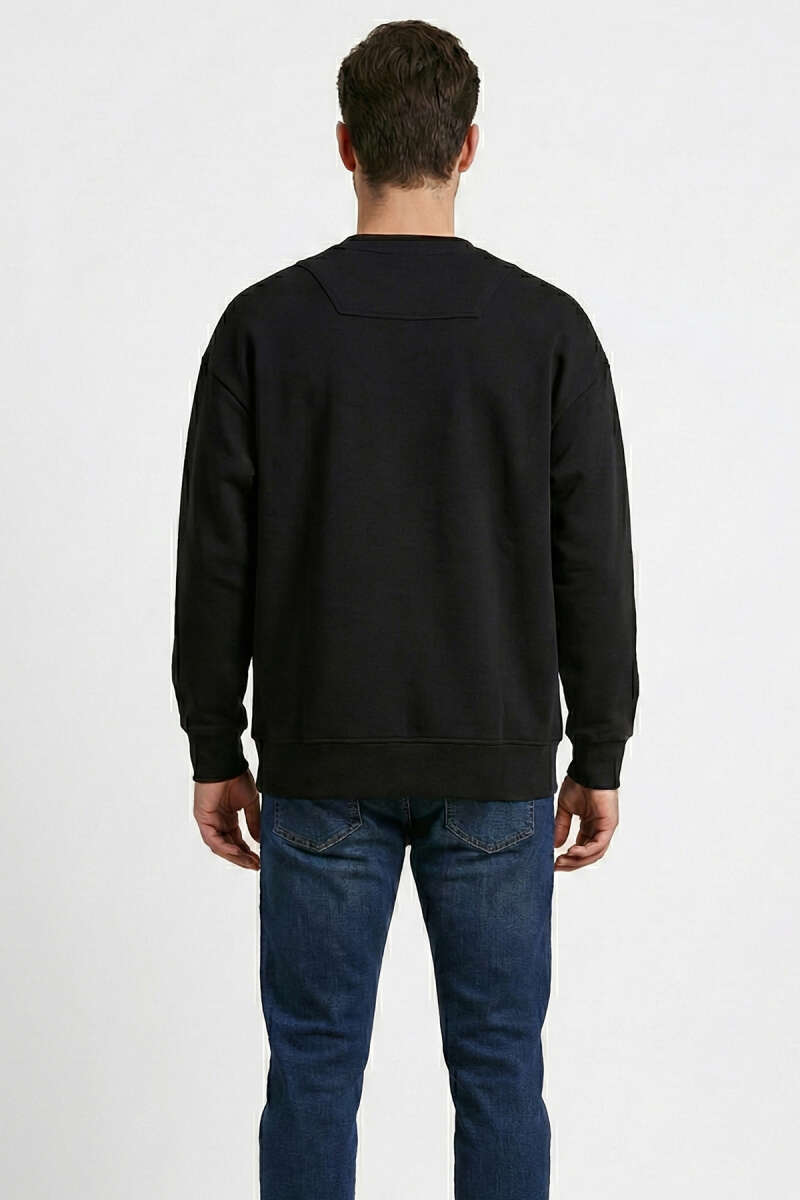 Yaka Yazılı Ribanalı Erkek Sweatshirt