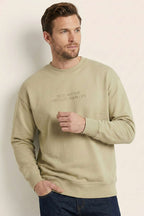 Yaka Yazılı Ribanalı Erkek Sweatshirt