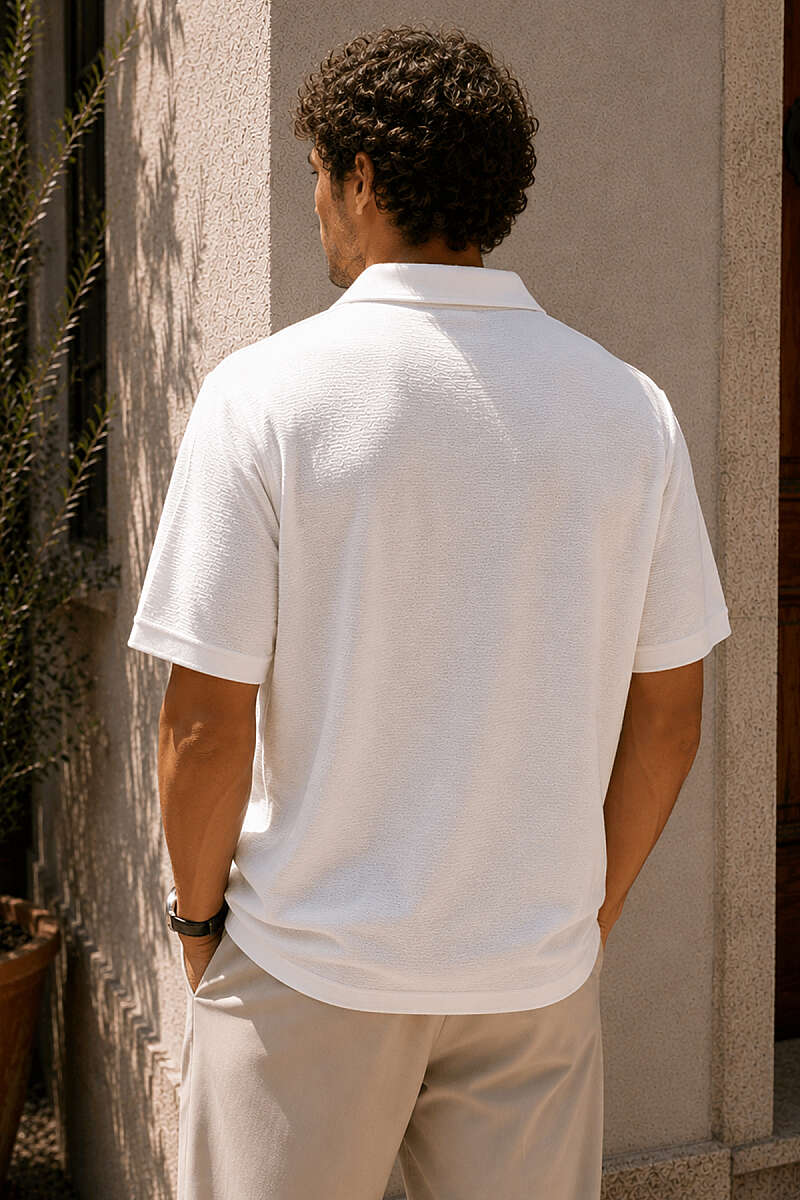 Yakası Yarım Fermuarlı Erkek T-shirt
