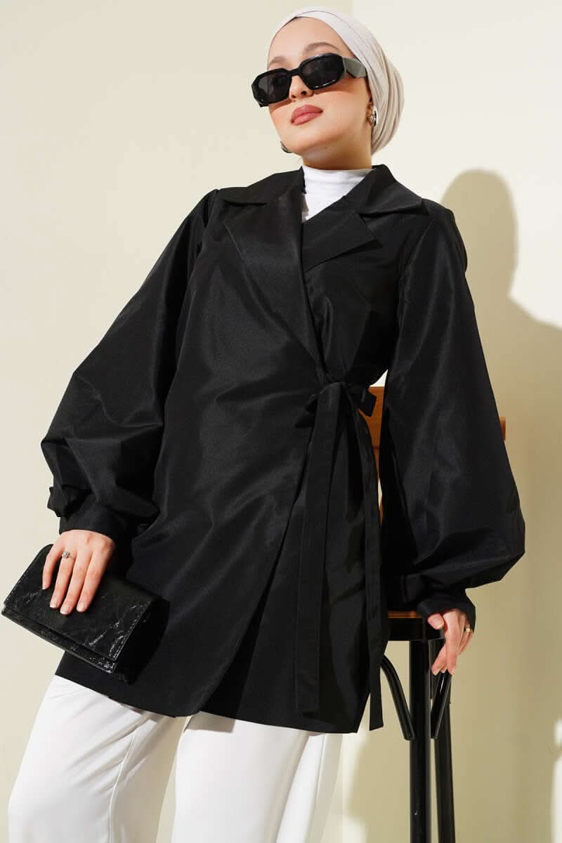 Shiny Taffeta Jacket With Side Ties