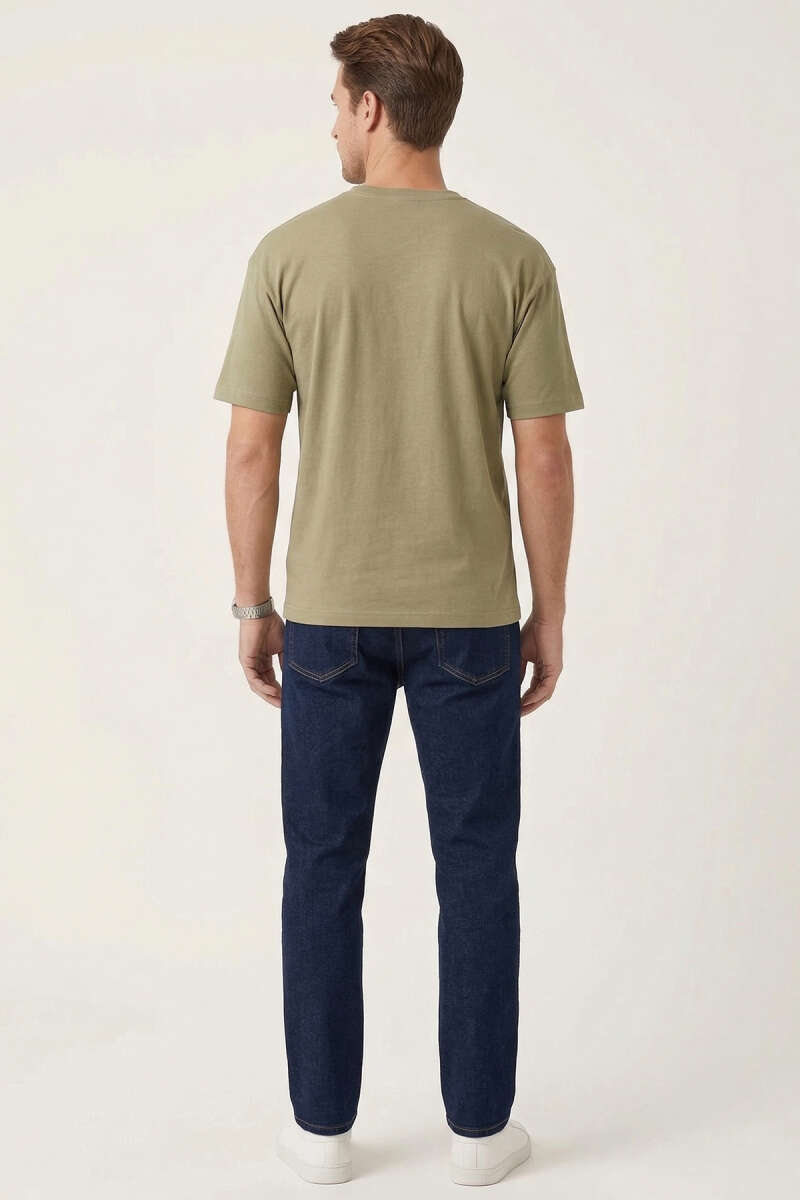 Yan Kesikli Basic Erkek T-shirt Çağla Yeşili