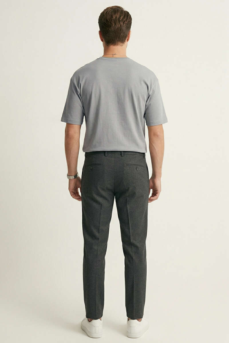 Yan Kesikli Basic Erkek T-shirt Gri