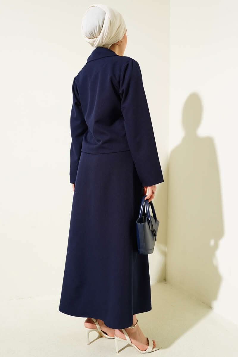 Yandan Bağlamalı Kruvaze Yaka Ceket Takım