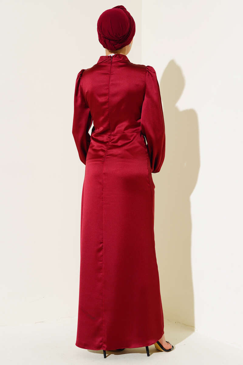 Yandan Bağlamalı Saten Elbise