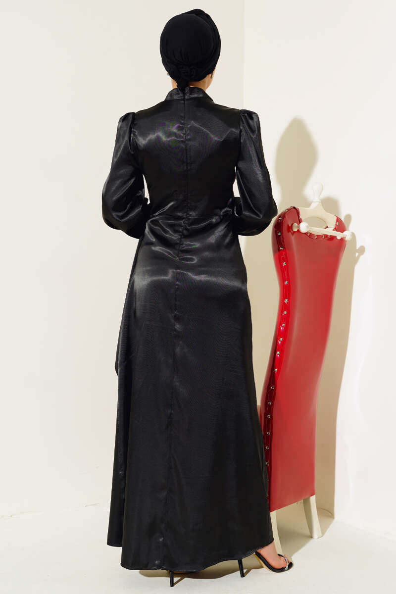 Yandan Bağlamalı Saten Elbise