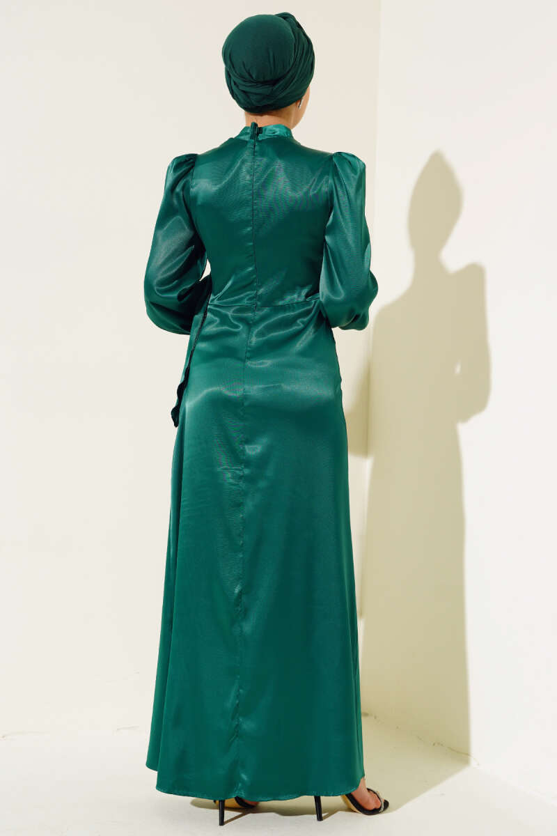 Yandan Bağlamalı Saten Elbise