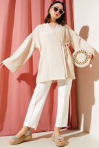 Yandan Çift İp Bağlamalı Kimono