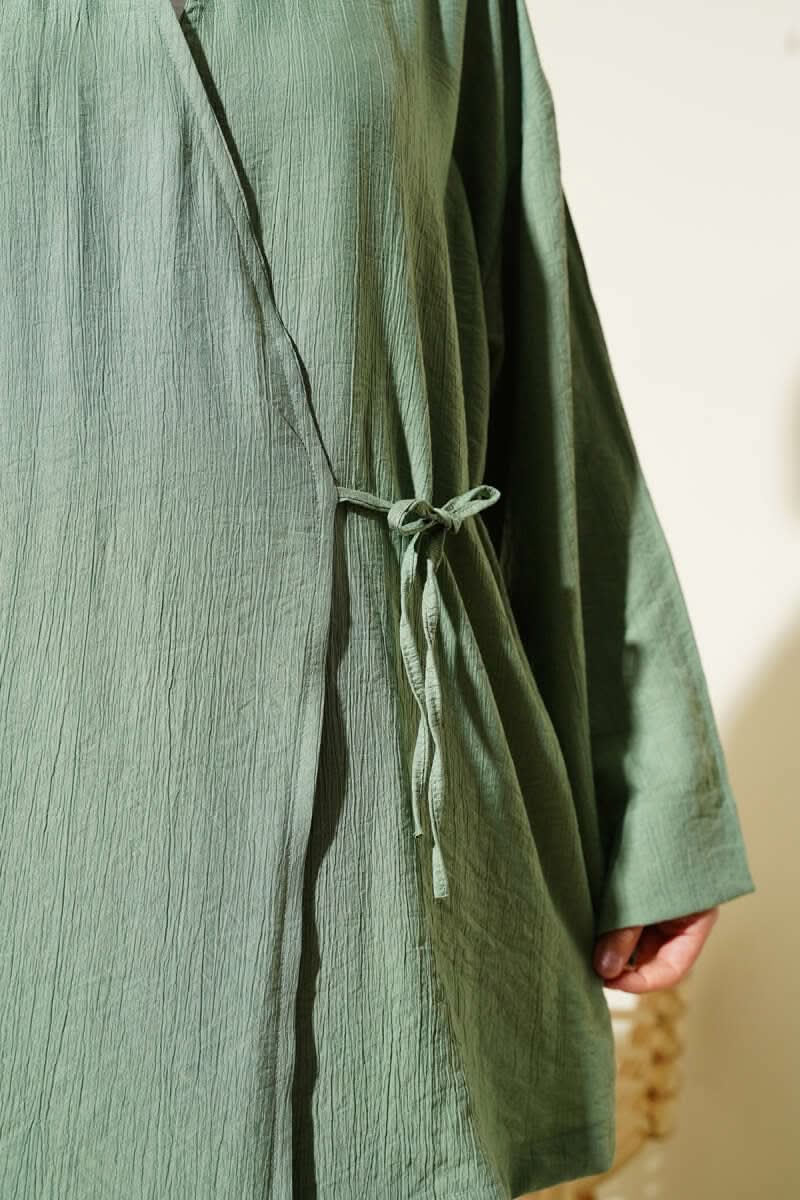 Yandan Çift İp Bağlamalı Kimono