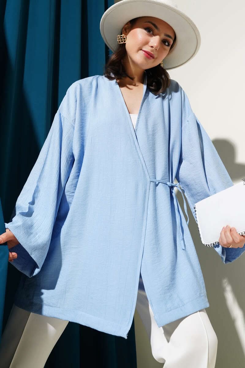 Side Double Drawstring Kimono