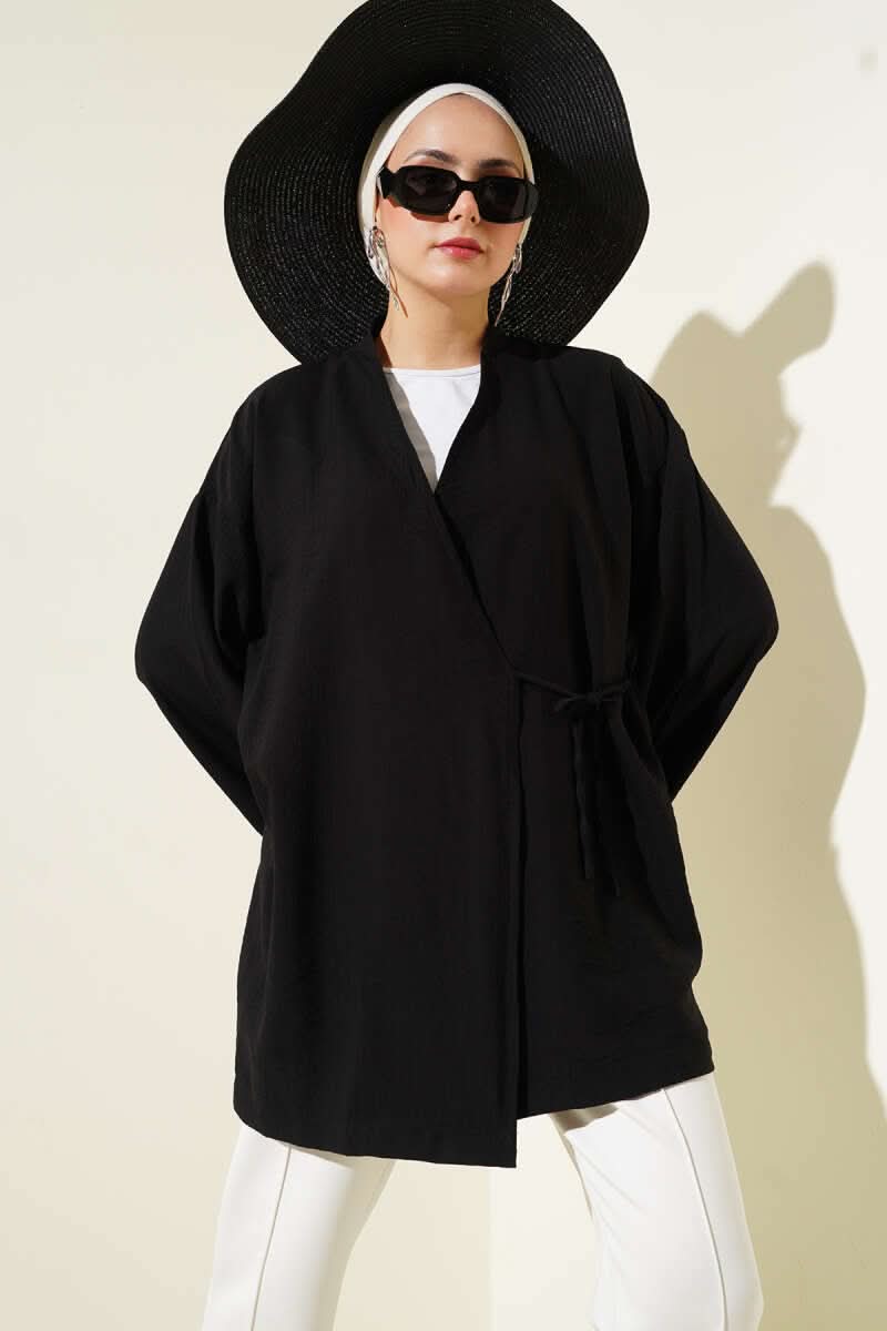 Side Double Drawstring Kimono