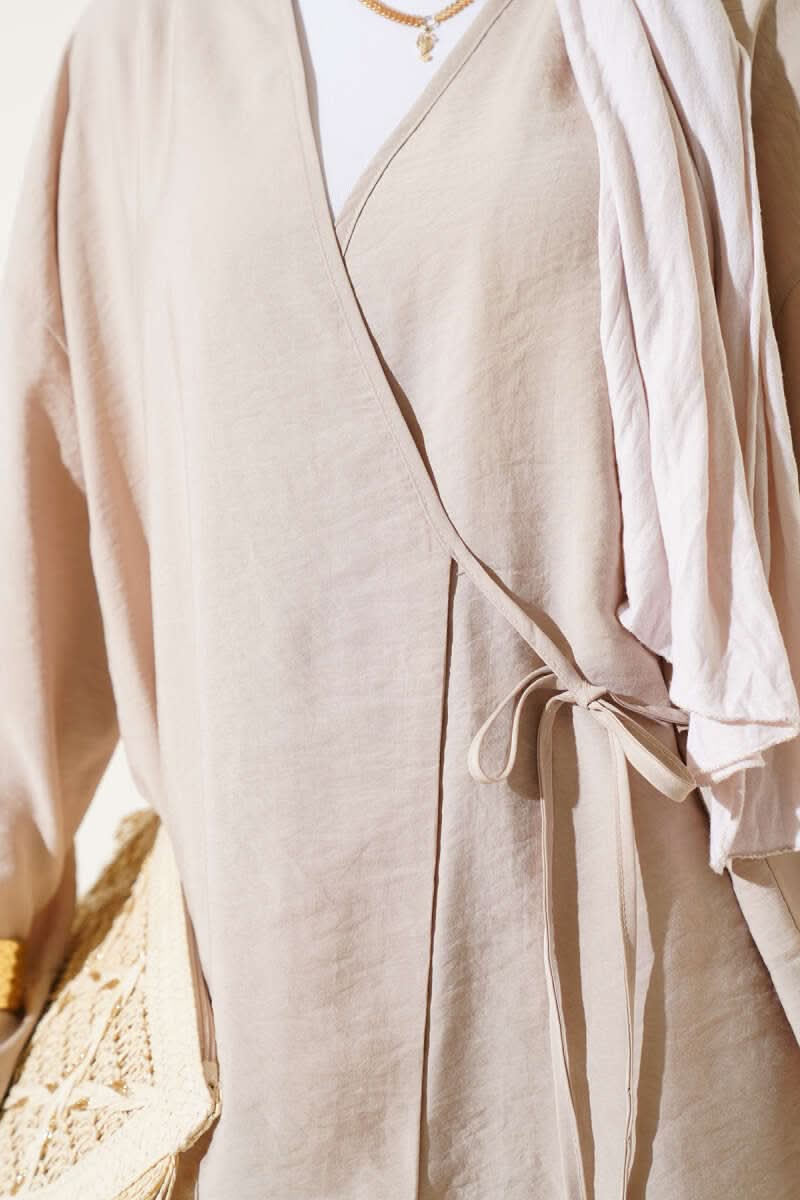 Yandan İp Bağcıklı Kimono İkili Takım