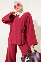 Yandan İp Bağcıklı Kimono İkili Takım