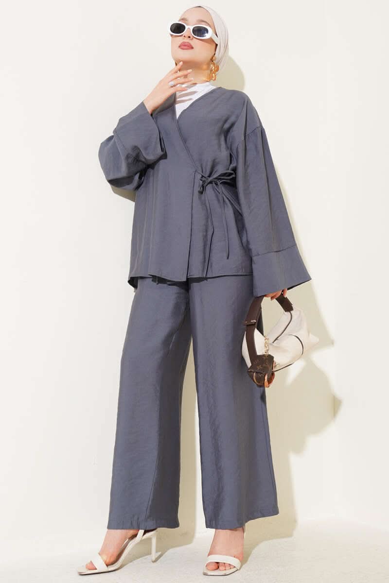 Yandan İp Bağcıklı Kimono İkili Takım