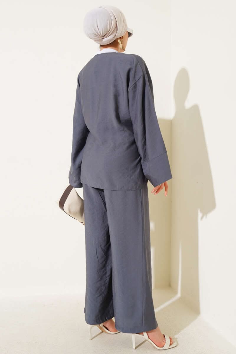 Yandan İp Bağcıklı Kimono İkili Takım
