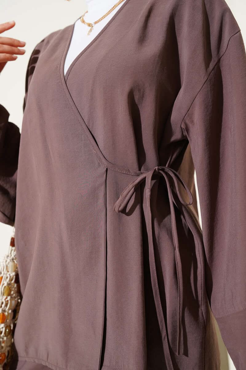 Yandan İp Bağcıklı Kimono İkili Takım