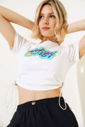 Yandan Lastik Büzgülü T-shirt