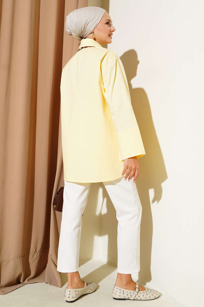 Yanı İp Bağlamalı Kimono Sarı