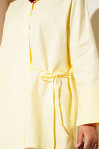 Yanı İp Bağlamalı Kimono Sarı