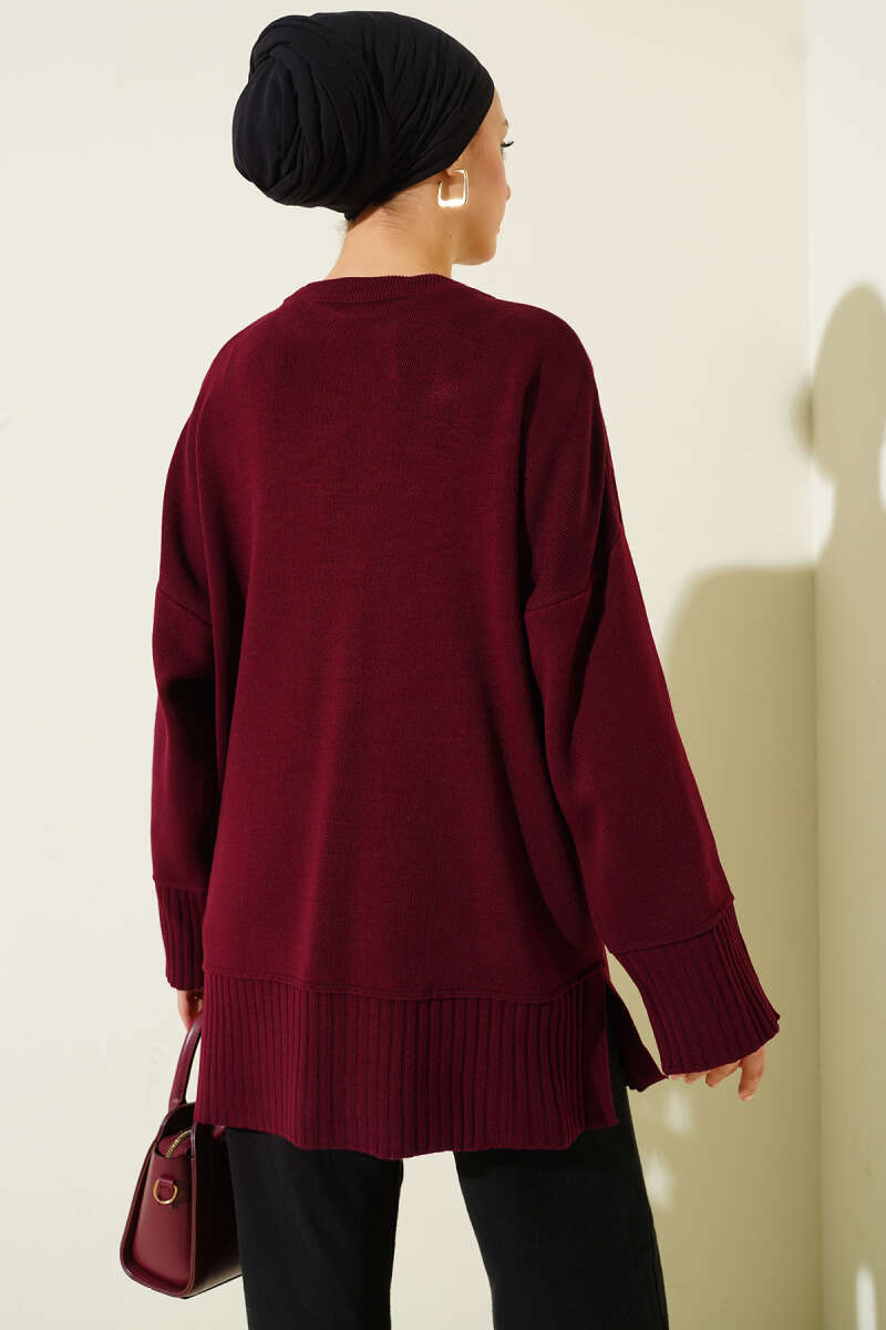Yanı Yırtmaçlı Oversize Triko Tunik