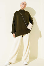 Yanı Yırtmaçlı Oversize Triko Tunik