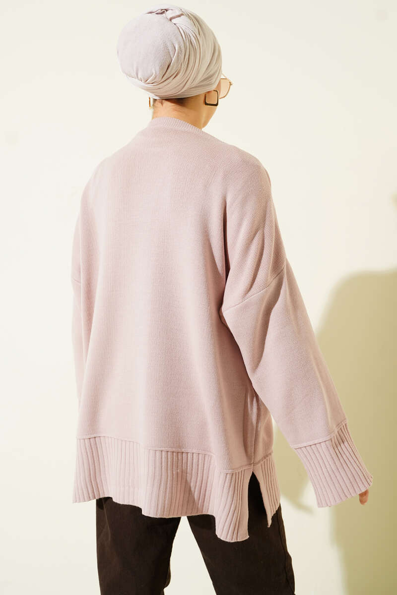 Yanı Yırtmaçlı Oversize Triko Tunik