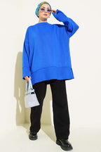 Yanı Yırtmaçlı Oversize Triko Tunik