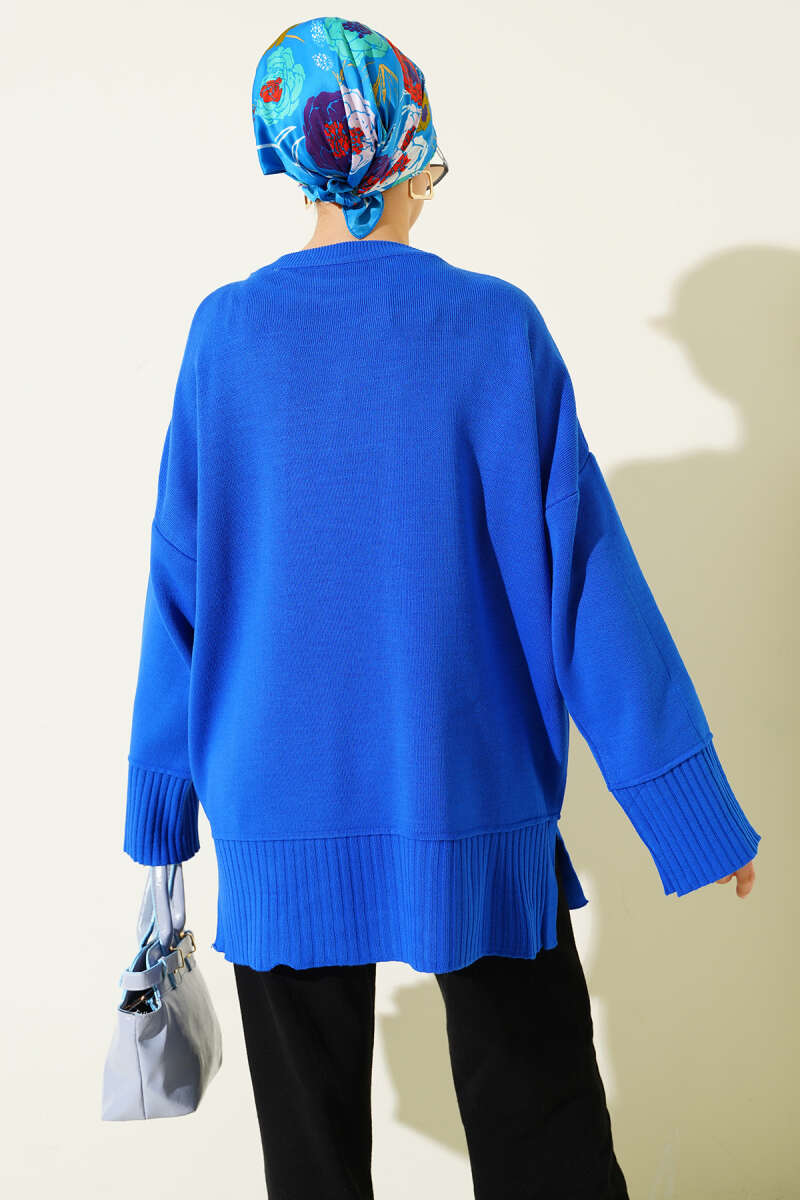 Yanı Yırtmaçlı Oversize Triko Tunik