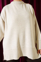 Yanı Yırtmaçlı Oversize Triko Tunik