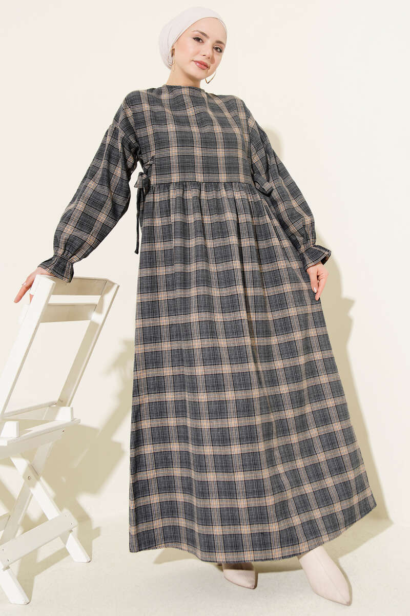 Plaid Dress with Side Ties