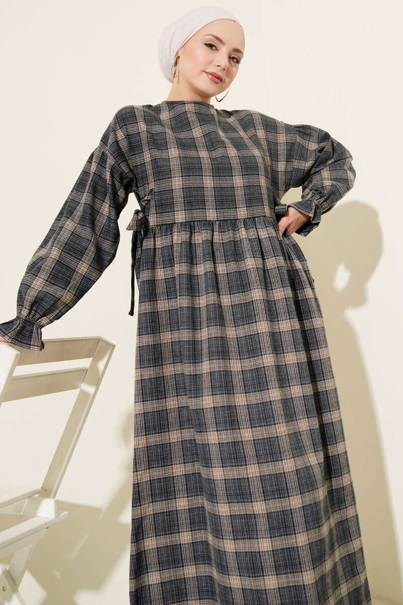 Plaid Dress with Side Ties