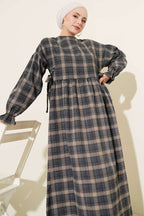 Plaid Dress with Side Ties