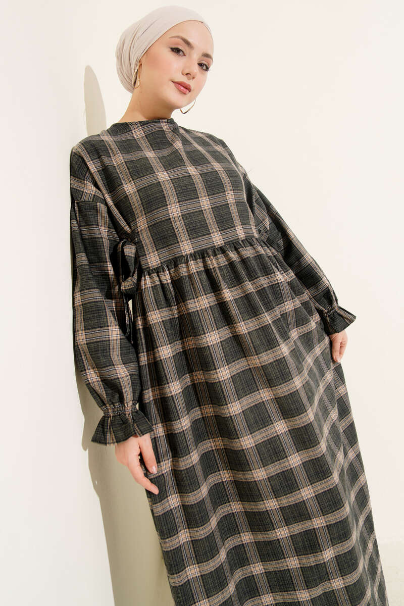 Plaid Dress with Side Ties