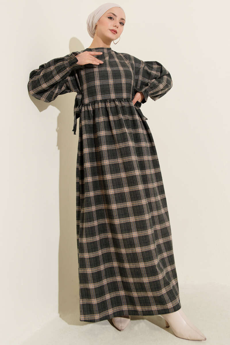 Plaid Dress with Side Ties